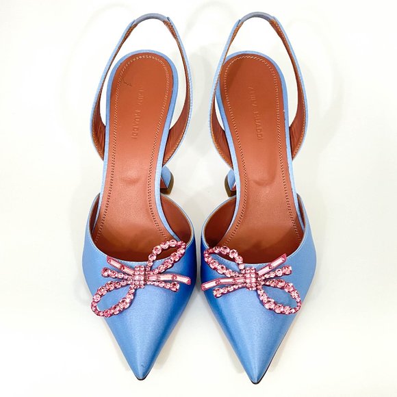 Amina Muaddi Rosie Crystal Bow Pumps- Size 395 - Picture 4 of 11